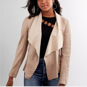 Zara Open Front Faux Leather Jacket In Pink Size Small